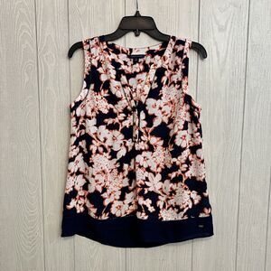 Tommy Hilfiger Blue Coral Floral Sleeveless Blouse Size Medium NWOT